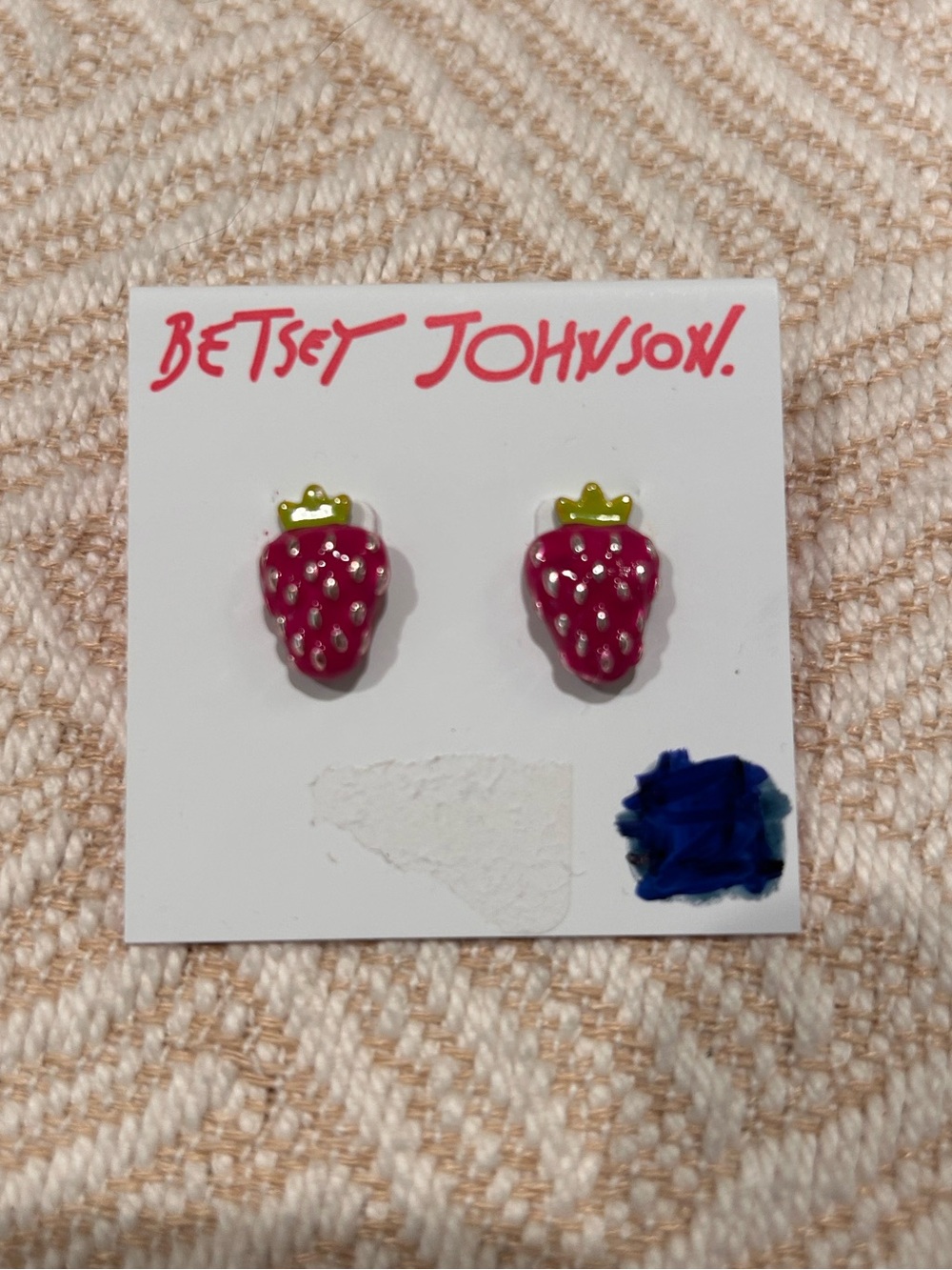 NWT Betsy Johnson Stud Strawberry earrings. Garden Girl. Garden Party. Fruit